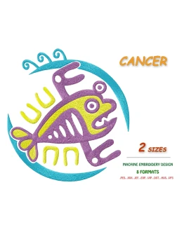 Знак зодиака Рак. Дизайн машинной вышивки 2 размера