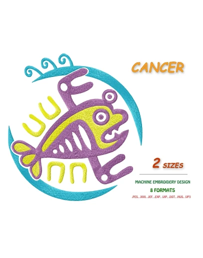 Знак зодиака Рак. Дизайн машинной вышивки 2 размера