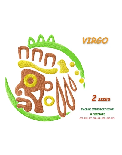 Знак зодиака Дева. Дизайн машинной вышивки 2 размера