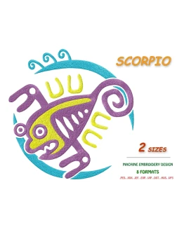 Знак зодиака Скорпион. Дизайн машинной вышивки 2 разм.
