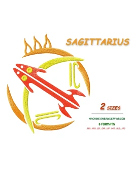Знак зодиака Стрелец. Дизайн машинной вышивки 2 размера