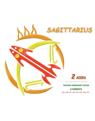 Знак зодиака Стрелец. Дизайн машинной вышивки 2 размера