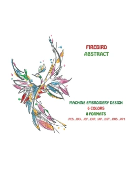 Дизайн для машинной вышивки. Абстрактная жарптица.