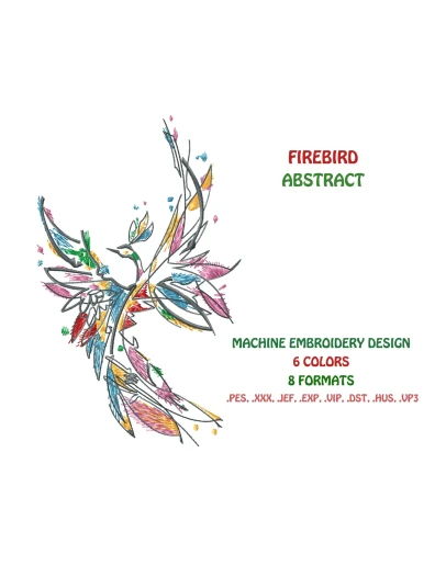 Дизайн для машинной вышивки. Абстрактная жарптица.