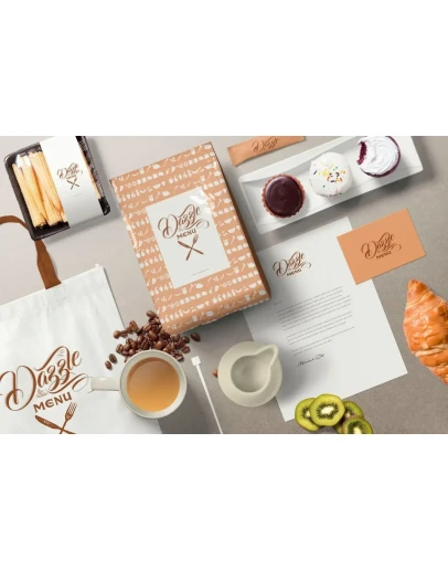Coffee Themed Brand Identity Mockup Scenes