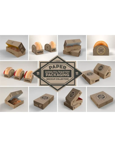 Paper Food Box Packaging Mockup Collection Vol.11