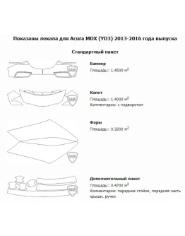 Электронные лекала на автомобили Acura MDX (YD3)