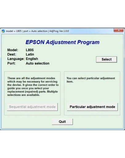 Аджасмент EPSON L805