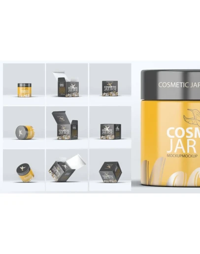 Cosmetic Jar & Box Mock-up Cosmetic Jar & Box Mock-up