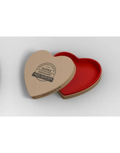 Paper Heart Box Packaging Mockup