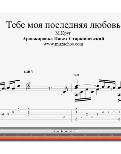 Тебе моя последняя любовь (М.Круг). Ноты и табы