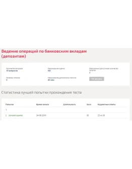 Ведение операций по банковским вкладам (депозитам).Тест