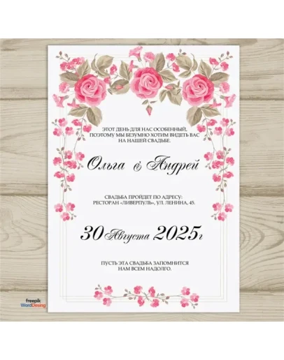 Шаблон приглашения на свадьбу 105