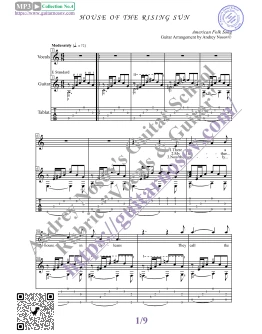 Дом восходящего солнца (Вокал Гитара Ноты Табы)