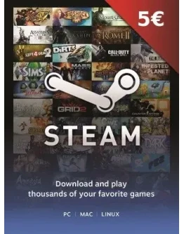 STEAM WALLET 5 ЕВРО GIFT CARD + ПОДАРОК