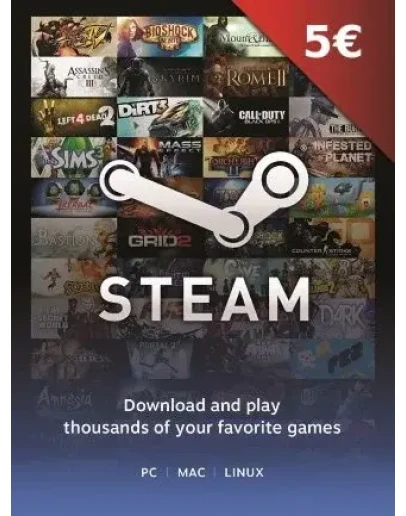 STEAM WALLET 5 ЕВРО GIFT CARD + ПОДАРОК