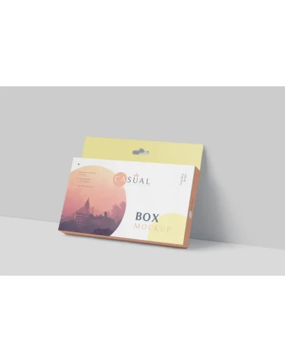 Box Mockup - Wide Slim Rectangle Size with Hanger Box Mockup - Wide Slim Rectangle Size with Hanger