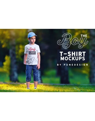 Boy T-Shirt Mock-Up Set 2 Boy T-Shirt Mock-Up Set 2
