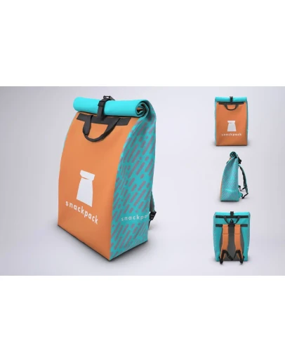 Courier Roll Top Backpack Mock-Up Courier Roll Top Backpack Mock-Up