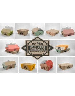 Paper Lunch Boxes Packaging Mockups Paper Lunch Boxes Packaging Mockups