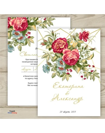 Двухсторонняя открытка для свадьбы. 126