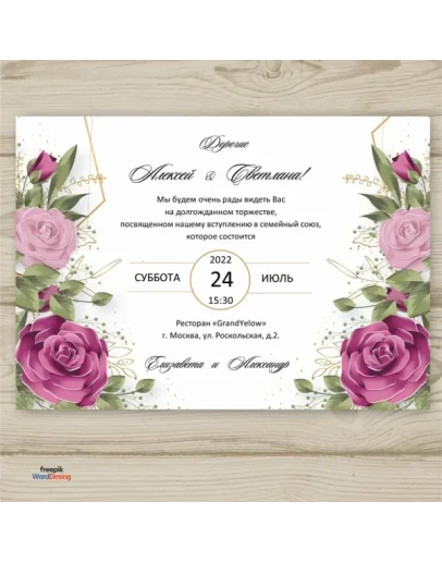 Приглашения на свадьбу 173 Приглашения на свадьбу 173