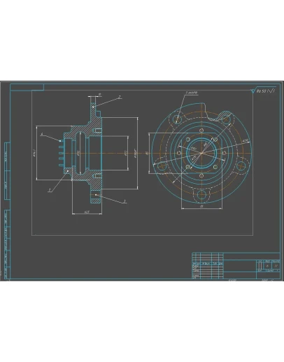 Чертеж Ступица переднего колеса ЗИЛ-4331