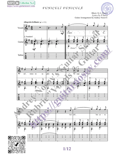 Funicul Funicul (Вокал Гитара Ноты Табы)