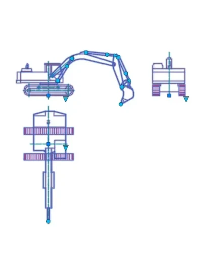 Динамический блок экскаватора Hyundai в формате dwg