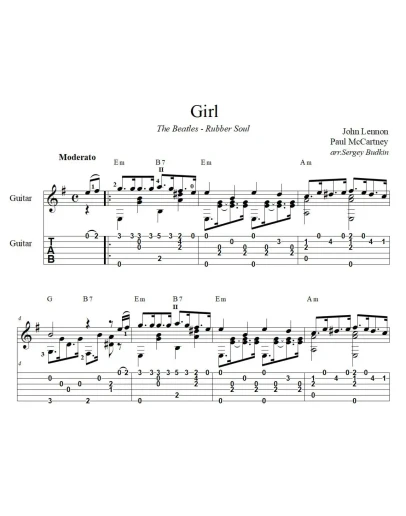 Girl (The Beatles) - для гитары