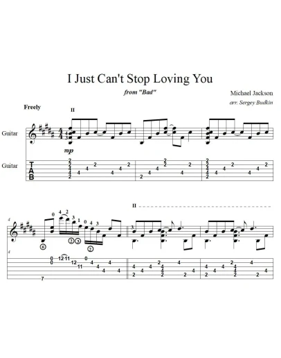 I Just Can't Stop Loving You (Майкл Джексон)-для гитары