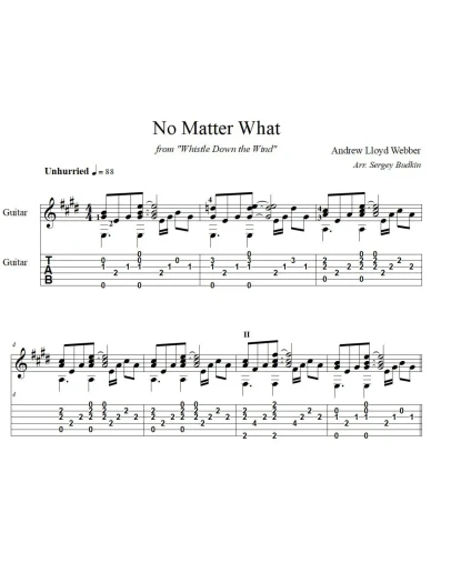 No Matter What (Эндрю Ллойд Уэббер) - для гитары