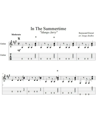 In The Summertime (Mungo Jerry) - для гитары