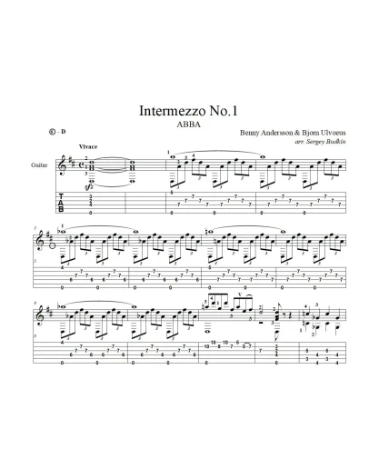 Intermezzo No.1 (ABBA) для гитары