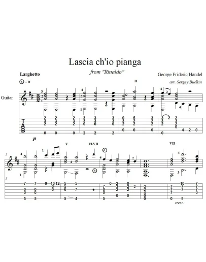 Lascia ch'io pianga - Ринальдо (Гендель) для гитары