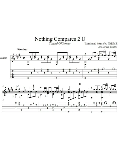 Nothing Compares 2 U (Шинейд ОКоннор) для гитары