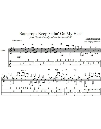 Raindrops Keep Fallin' On My Head для гитары