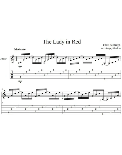 The Lady in Red (Крис де Бург) для гитары