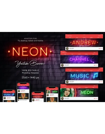 Neon YouTube Channel Art