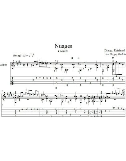 Облака (Джанго Рейнхардт) для гитары