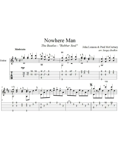 Nowhere man (The Beatles) для гитары