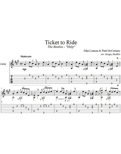 Ticket to Ride (The Beatles) для гитары