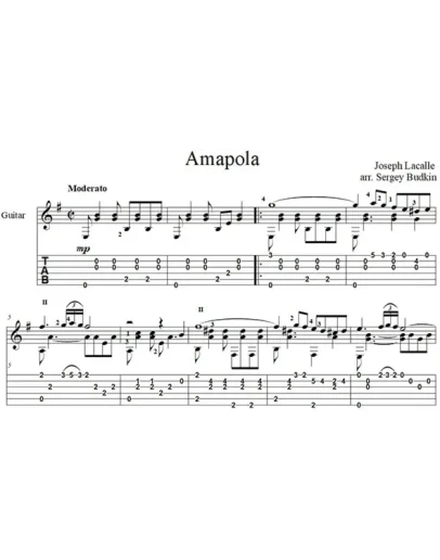 Амапола (Жозеф Лакалье) для гитары