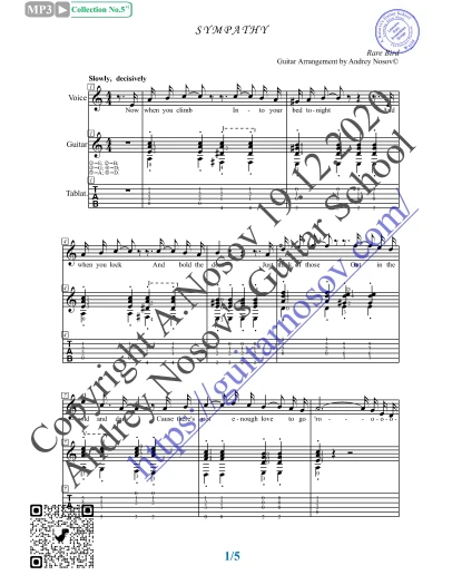 Sympathy_Bird (Вокал Гитара Ноты Табы)