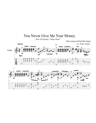 You Never Give Me Your Money (The Beatles) для гитары