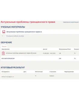 Актуальные проблемы гражданского права тест Синергия 73