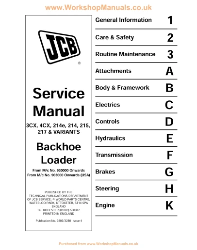 Сервис мануал экскаватор-погрузчик JCB 3cx 4cx eng