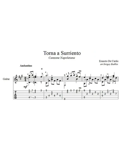 Вернись в Сорренто - для гитары