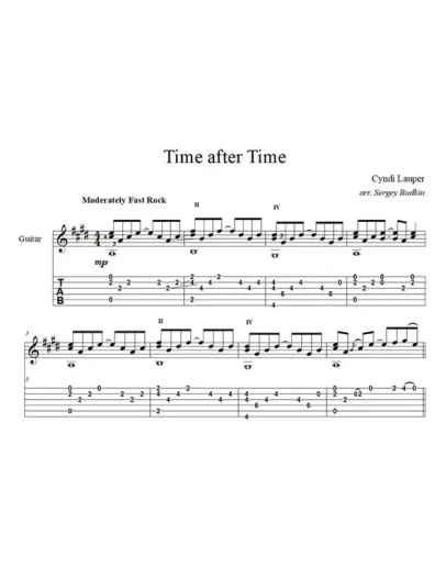 Time after Time (Синди Лопер) - для гитары