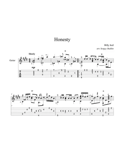 Honesty (Билли Джоэл) - для гитары